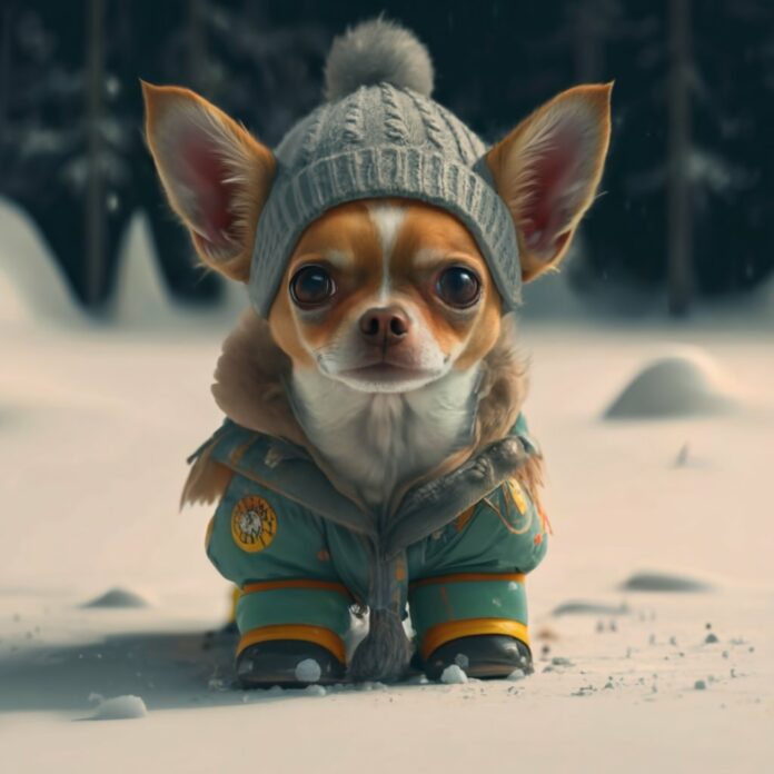 a chihuahua on the north pole